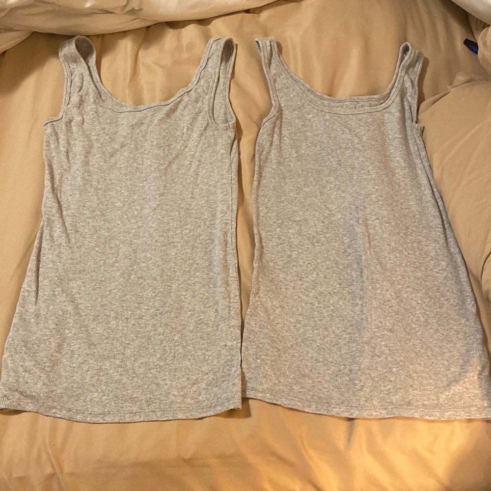 Two grey long tank tops
